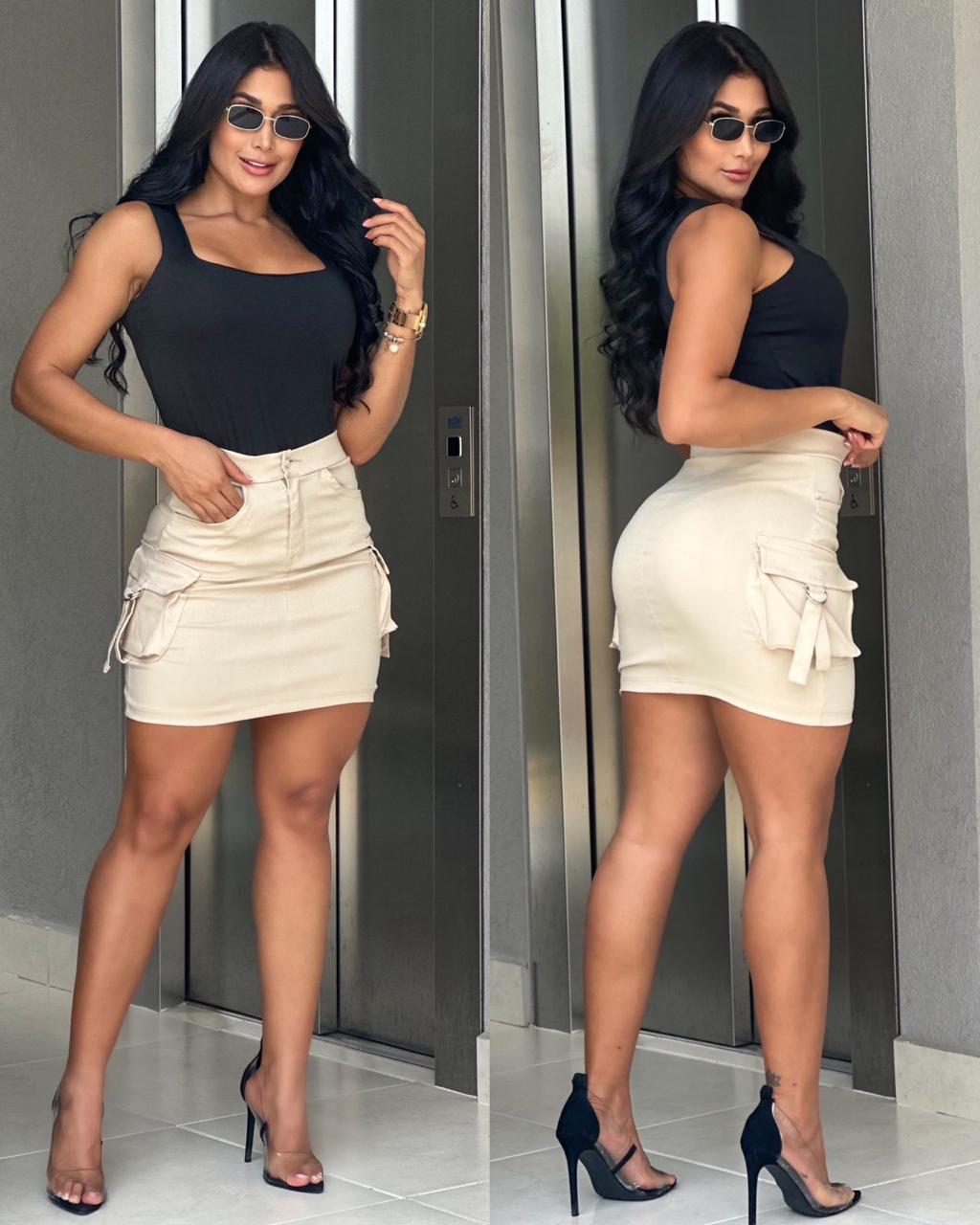 Falda Tipo Cargo Bengalina