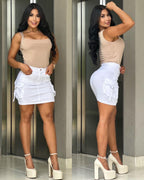 Falda Tipo Cargo Bengalina