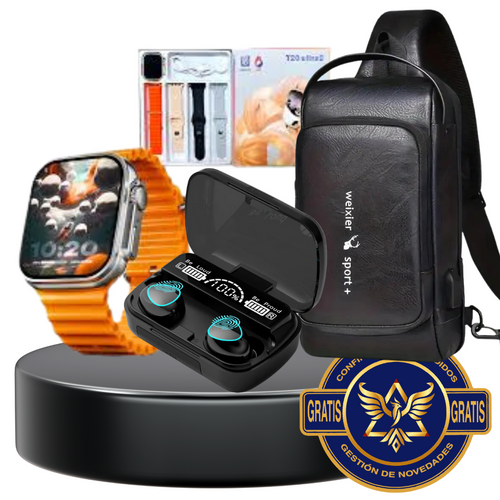 Bolso Antirobo + Audifono M10 + Reloj T20 4